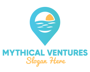 Cyan Beach Pin logo design