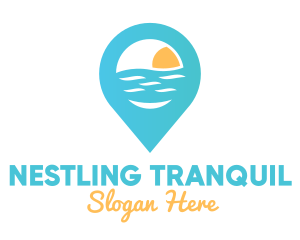 Cyan Beach Pin logo design