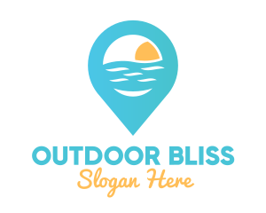 Cyan Beach Pin logo design