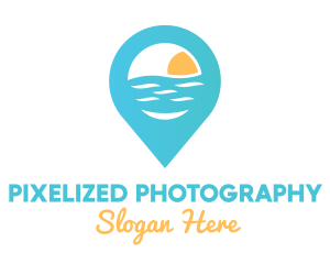 Cyan Beach Pin logo design