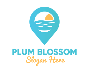 Cyan Beach Pin logo design