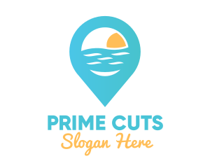 Cyan Beach Pin logo design