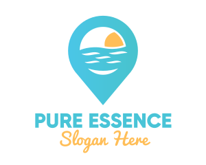 Cyan Beach Pin logo design