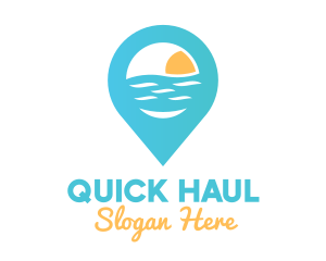 Cyan Beach Pin logo design