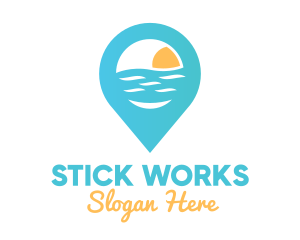 Cyan Beach Pin logo design