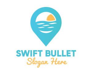 Cyan Beach Pin logo design