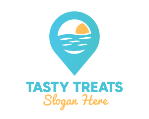 Cyan Beach Pin logo design