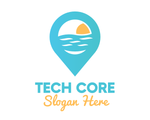 Cyan Beach Pin logo design