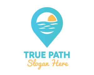 Cyan Beach Pin logo design