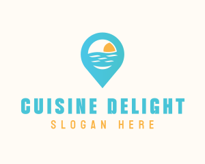 Cyan Beach Pin logo design