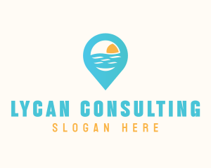 Cyan Beach Pin logo design