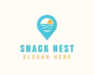 Cyan Beach Pin logo design