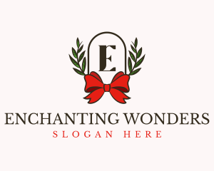 Gift Ribbon Wreath logo design