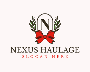 Gift Ribbon Wreath logo design