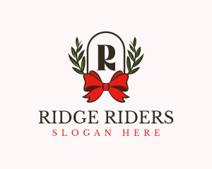 Gift Ribbon Wreath logo design