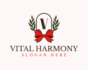 Gift Ribbon Wreath logo design