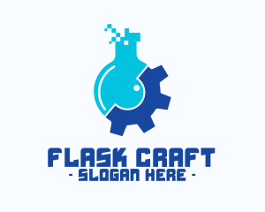 Pixel Flask Gear logo design