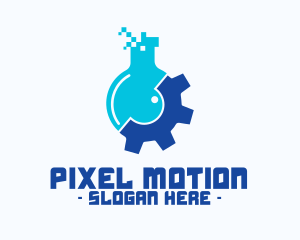 Pixel Flask Gear logo design