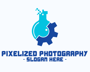 Pixel Flask Gear logo design