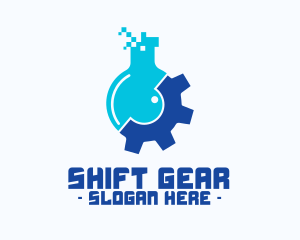 Pixel Flask Gear logo design