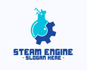 Pixel Flask Gear logo design