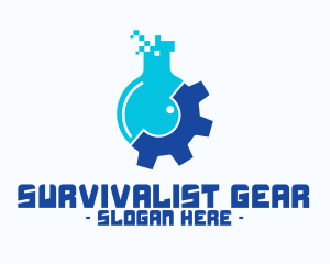 Pixel Flask Gear logo design