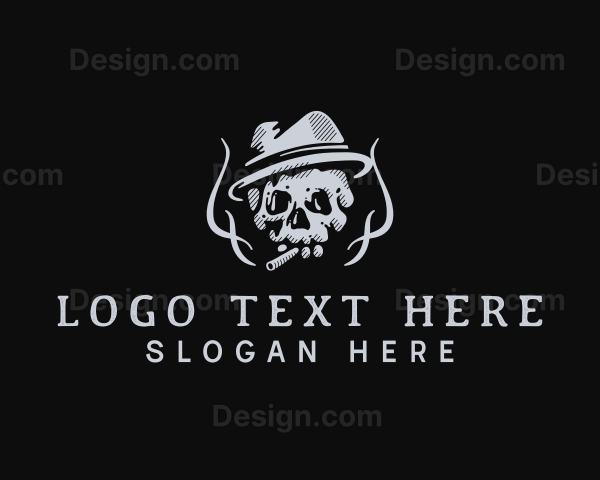 Hipster Skull Cigarette Logo