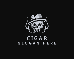 Hipster Skull Cigarette logo design