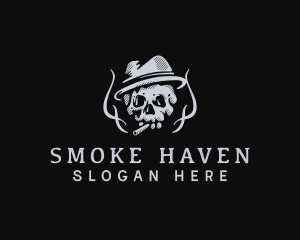 Hipster Skull Cigarette logo design