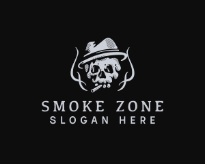 Hipster Skull Cigarette logo design