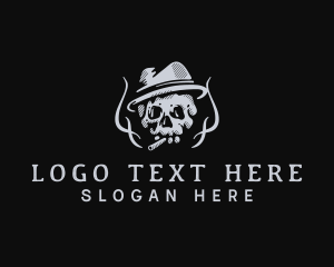 Indie - Hipster Skull Cigarette logo design