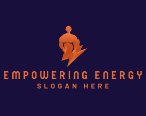 Human Lightning Muscular logo design