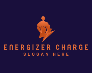 Human Lightning Muscular logo design