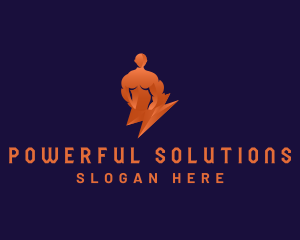 Human Lightning Muscular logo design