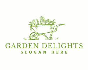 Landscaping Wheelbarrow Garden logo design