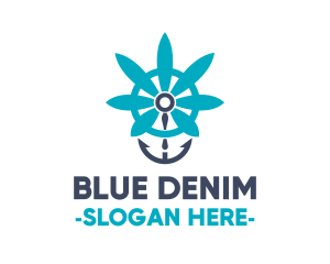 Blue Marijuana Anchor logo design