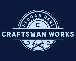 Saw Hammer Woodwork logo design