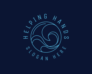 Blue Surfing Wave  Logo