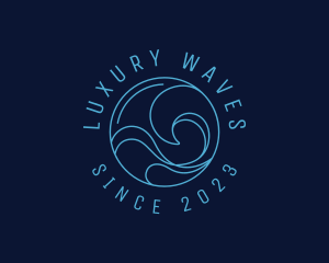 Blue Surfing Wave  logo design