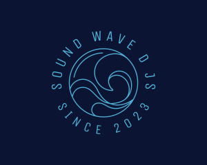 Blue Surfing Wave  logo design