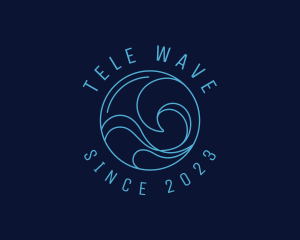 Blue Surfing Wave  logo design