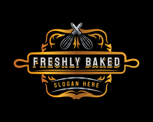 Pastry Baking Rolling PIn logo design