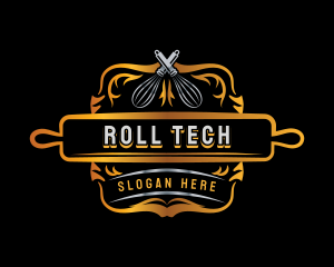 Pastry Baking Rolling PIn logo design