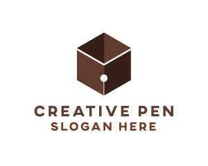 Hexagon Pen Cube logo design