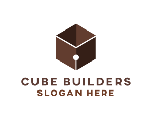 Hexagon Pen Cube logo design