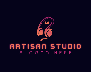 DJ  Headphones Studio logo design