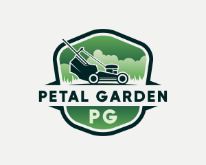 Grass Cutting Gardener Mower logo design