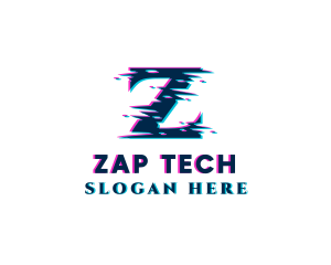 Glitch Tech Letter Z logo design