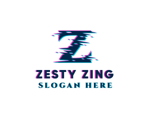 Glitch Tech Letter Z logo design