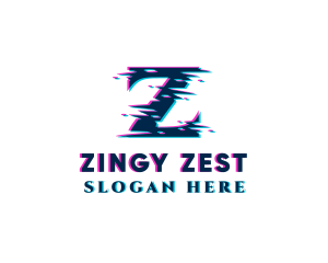 Glitch Tech Letter Z logo design